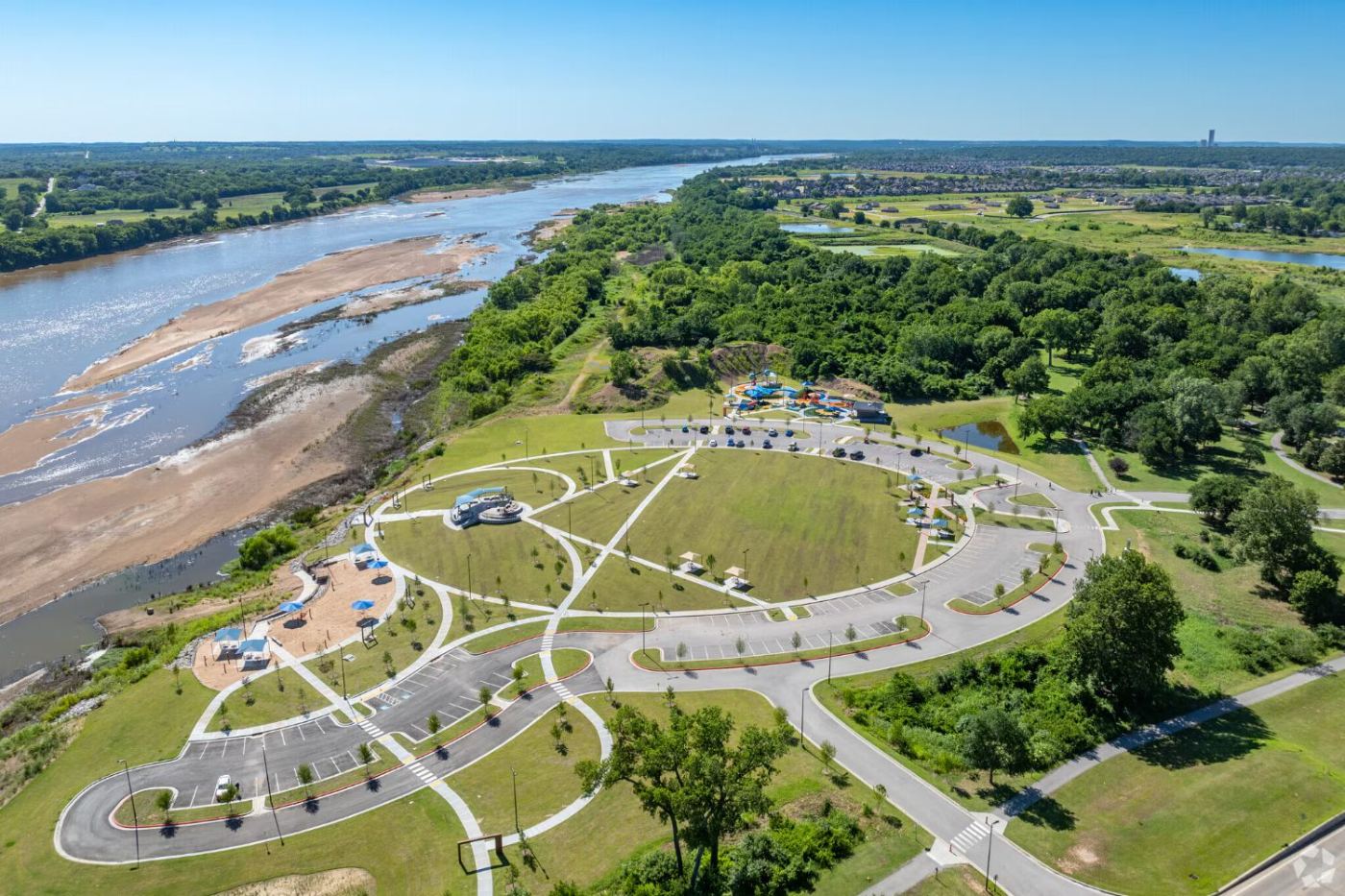 Aerial view of Bixby along the Arkansas River