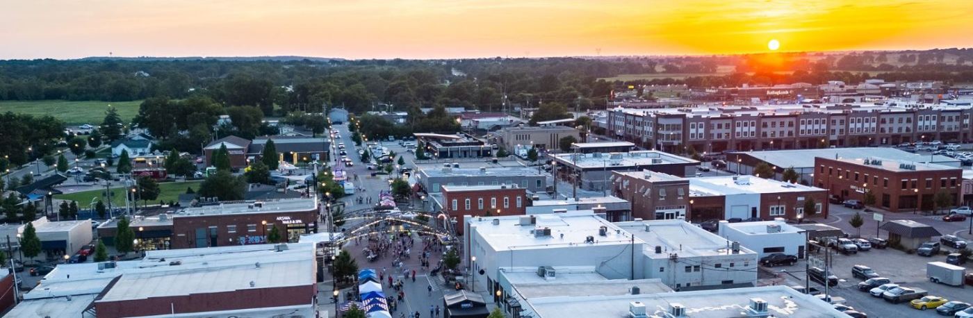 Downtown Bixby at sunset